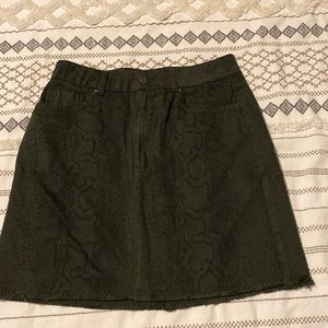 Green Denim Snakeskin Skirt